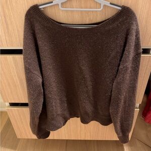 Babaton Off-the-Shoulder Brown Cashmere Sweater